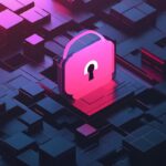 A 3D illustration of a pink padlock icon surrounded by digital blocks, representing cybersecurity and data protection. The contrast between the neon pink lock and the dark, geometric blocks emphasizes the importance of securing information in a digital landscape.